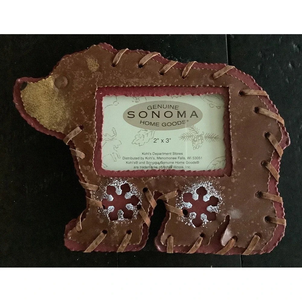 NEW Rustic Moose And Bear snowflake SONOMA  METAL Picture Frames‎ (A)